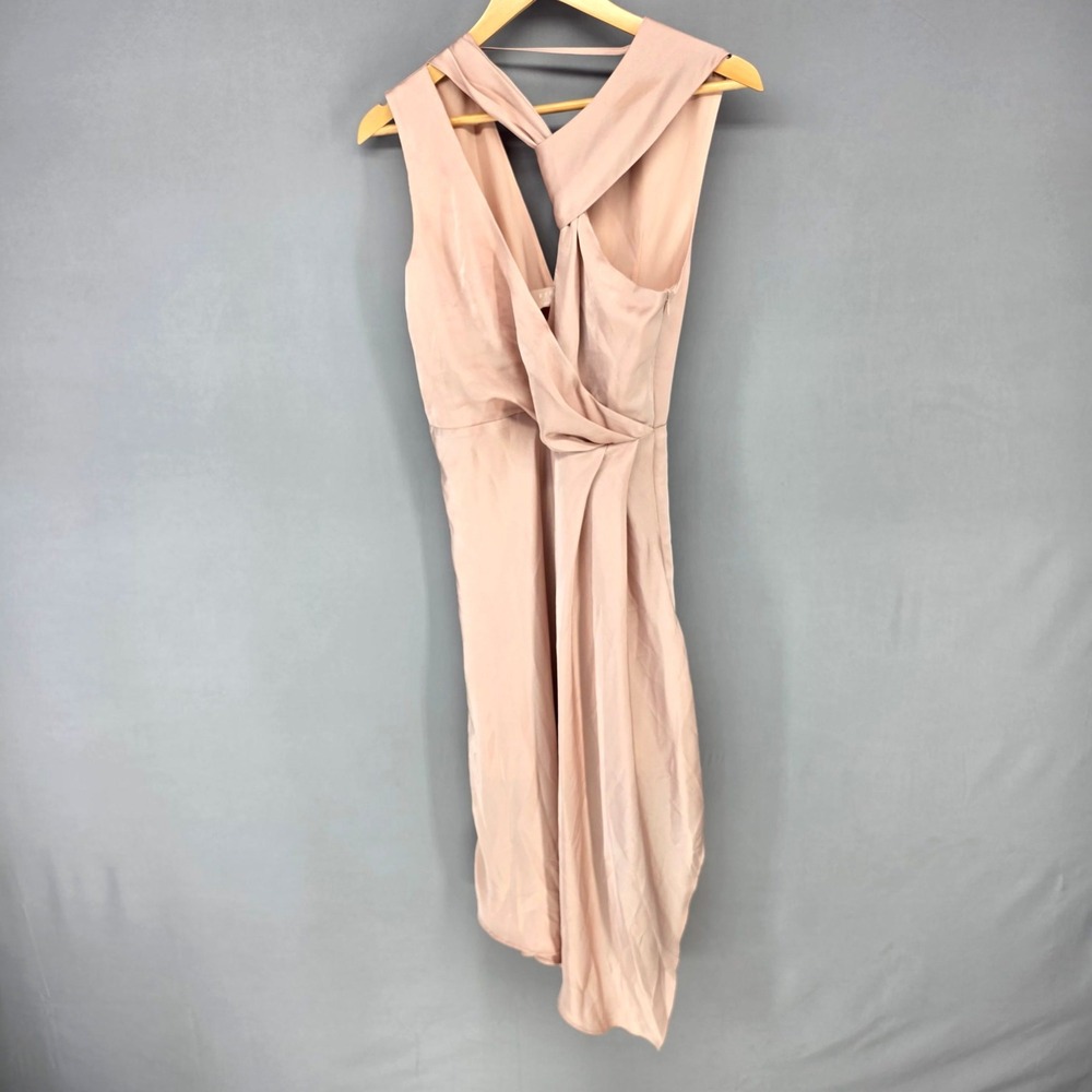 Keepsake The‎ Label Transcend Midi Dress Womens Small Blush Pink Satin Cocktail